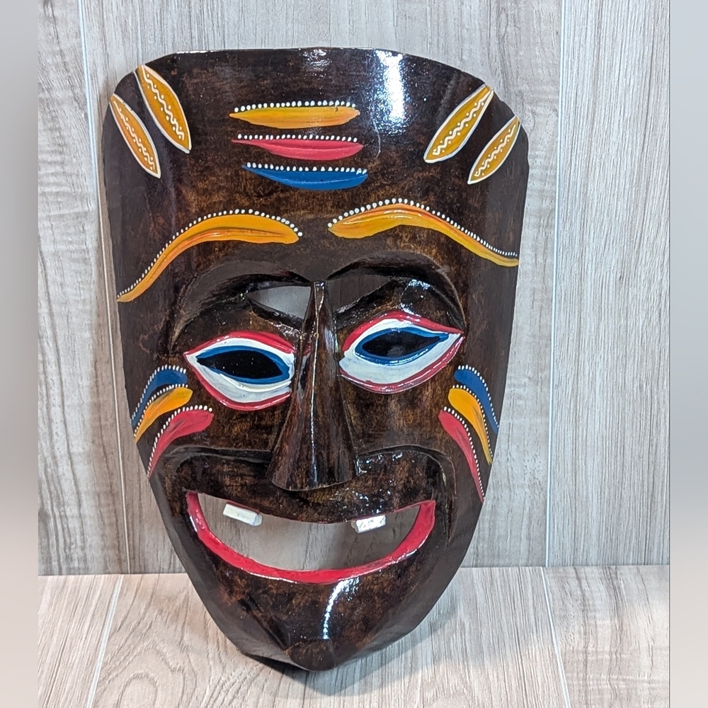 VINTAGE 60s HAND CARVED WOOD "DEVIL" MASK FROM MEXICO